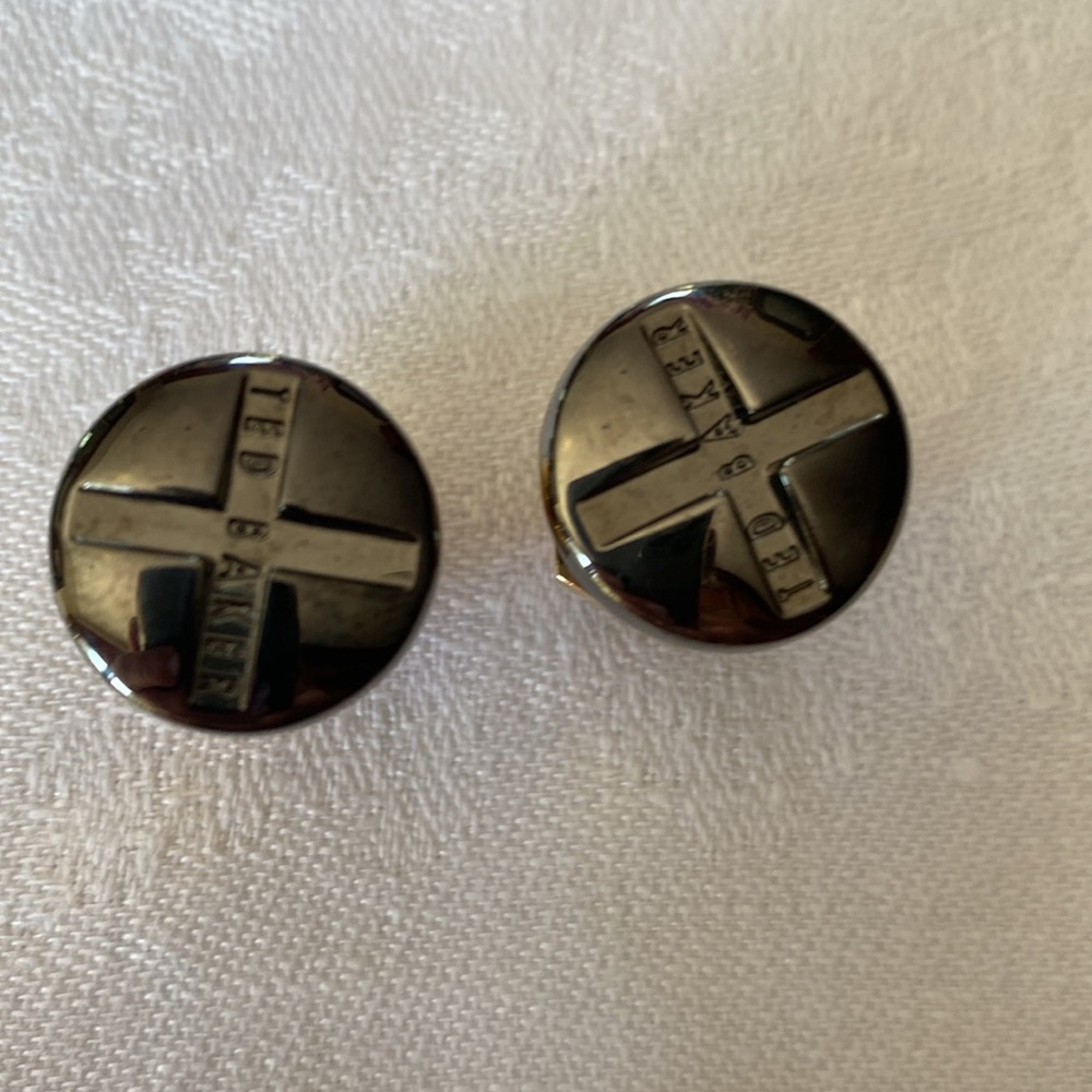 Ted Baker Black and Gold Round Cufflinks